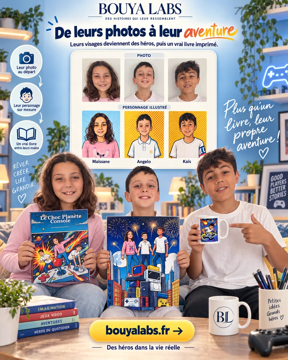 De leurs photos à leur aventure : présentation BouyaLabs des portraits illustrés, du livre, du poster et du mug personnalisés